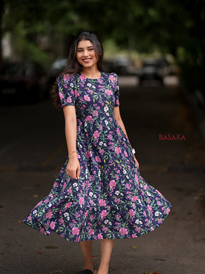 Bluebell Floral COTTON Tiered Dress