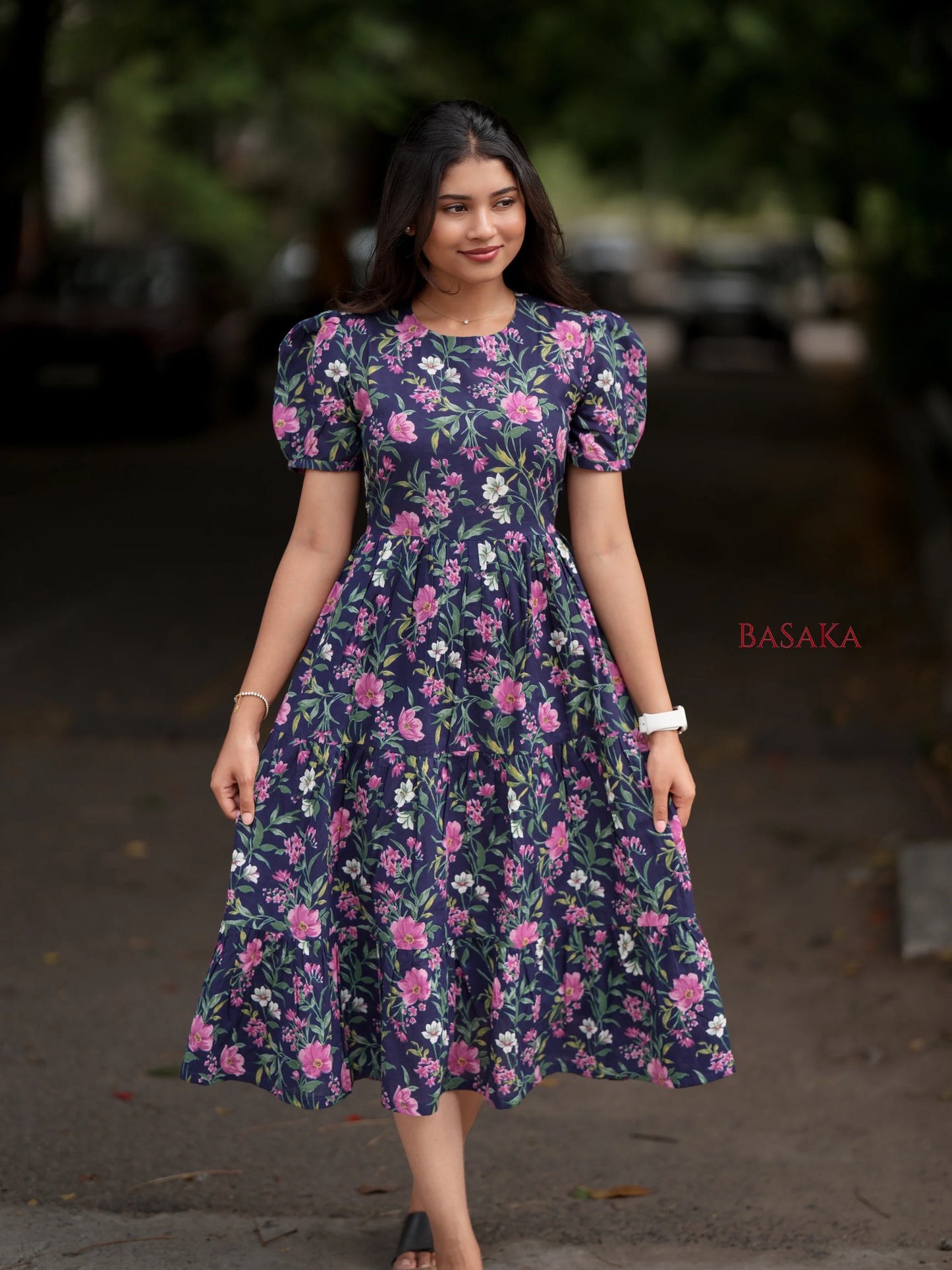 Bluebell Floral COTTON Tiered Dress