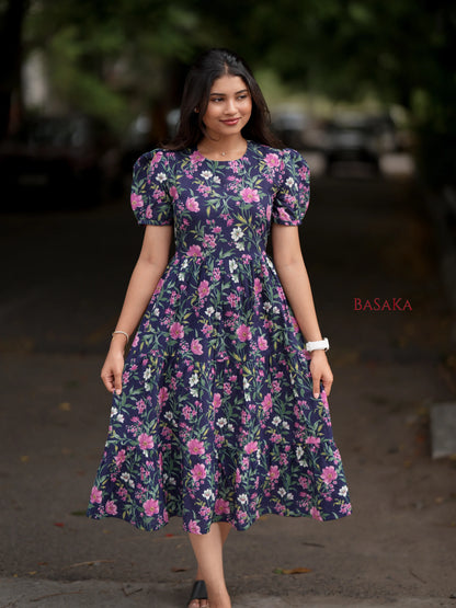 Bluebell Floral COTTON Tiered Dress