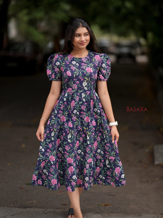 Bluebell Floral COTTON Tiered Dress