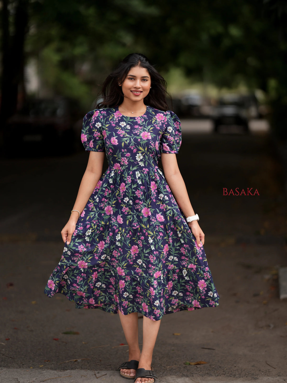 Bluebell Floral COTTON Tiered Dress