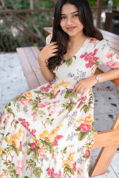 Botanical Dream Off-White COTTON Dress_2(with Lining)