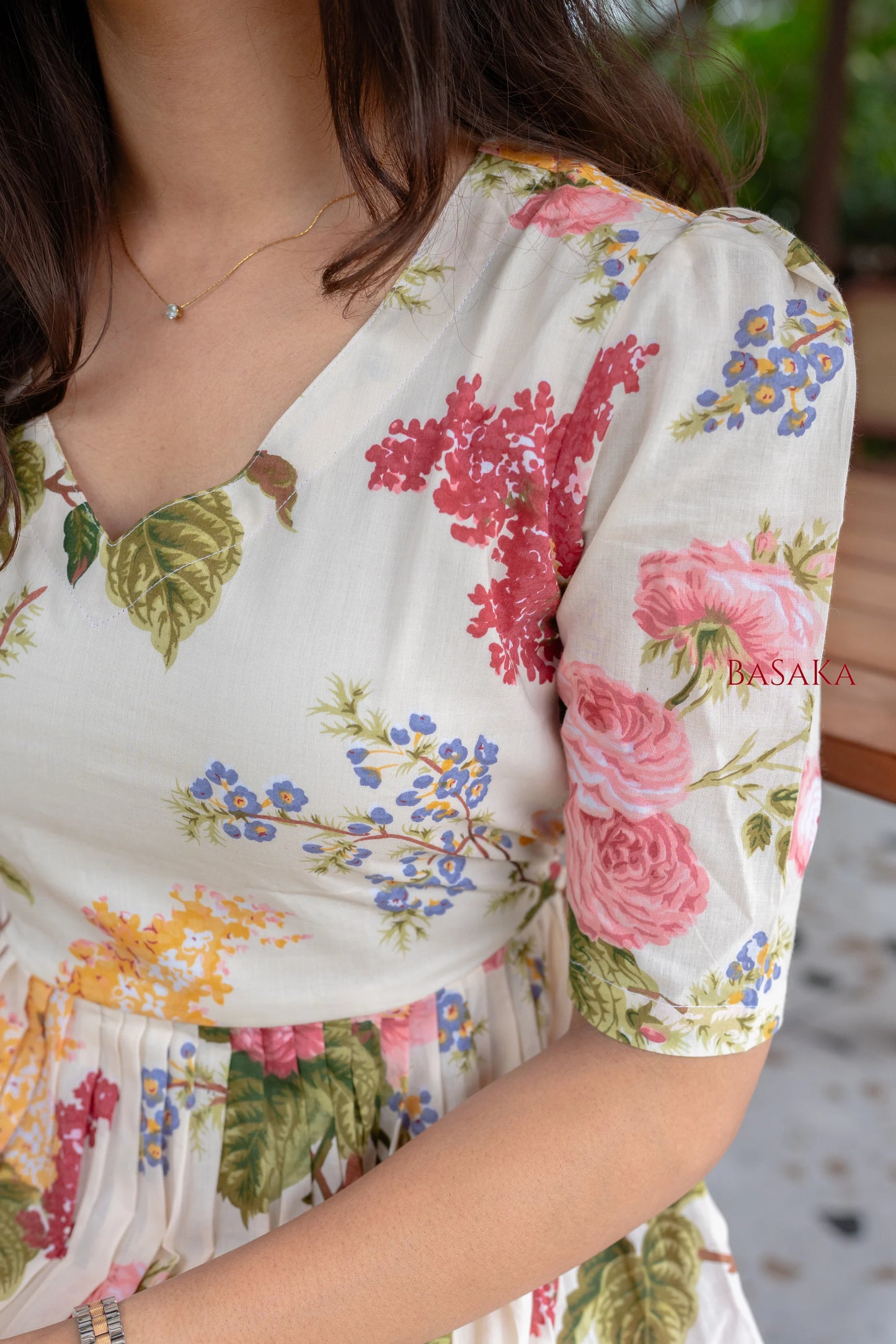 Botanical Dream Off-White COTTON Dress_2(with Lining)