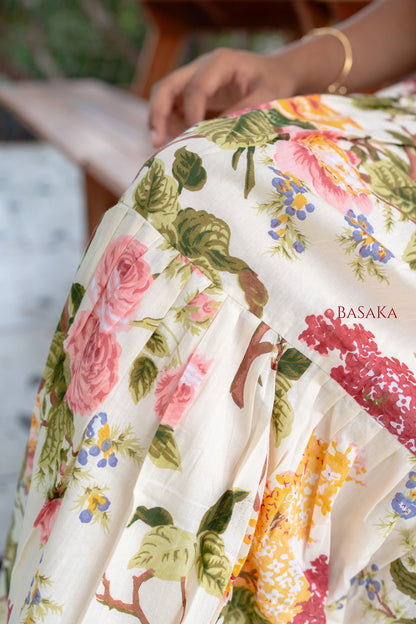 Botanical Dream Off-White COTTON Dress_2(with Lining)