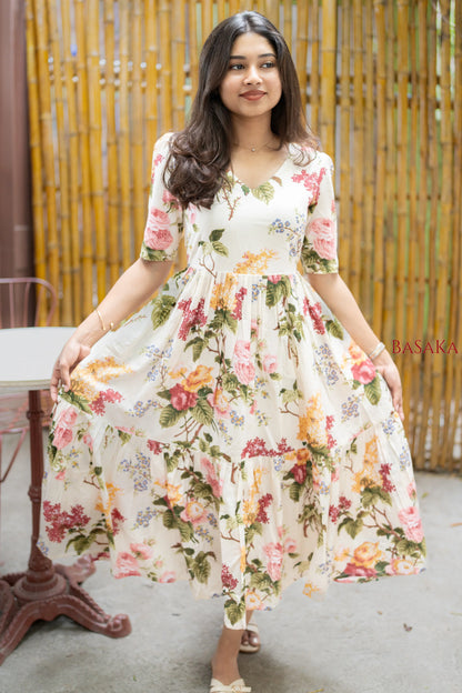 Botanical Dream Off-White COTTON Dress_2(with Lining)