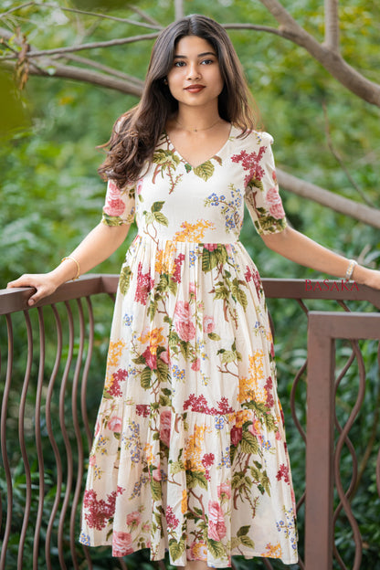 Botanical Dream Off-White COTTON Dress_2(with Lining)