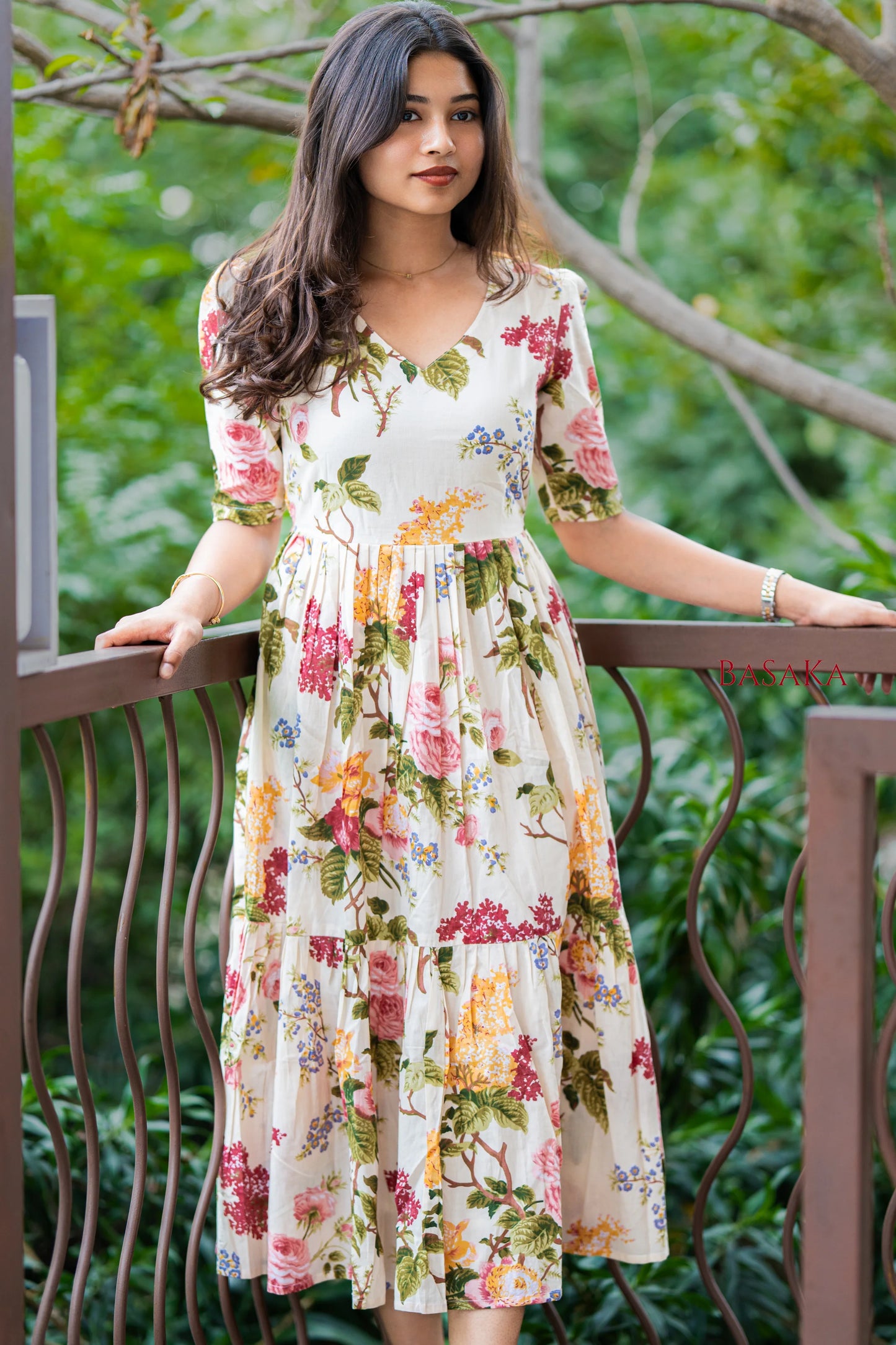 Botanical Dream Off-White COTTON Dress_2(with Lining)