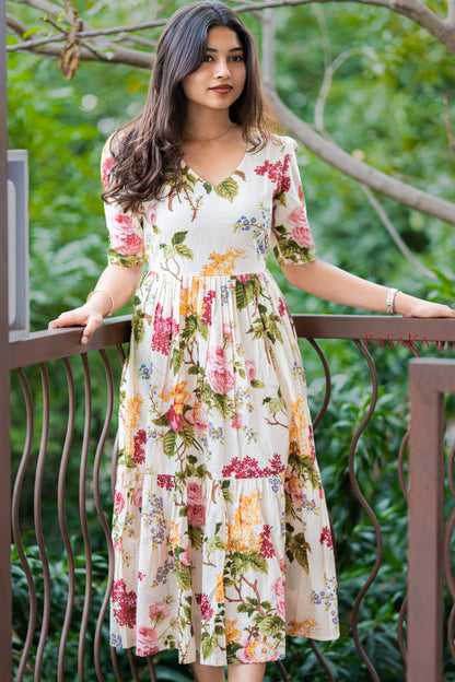 Botanical Dream Off-White COTTON Dress_2(with Lining)