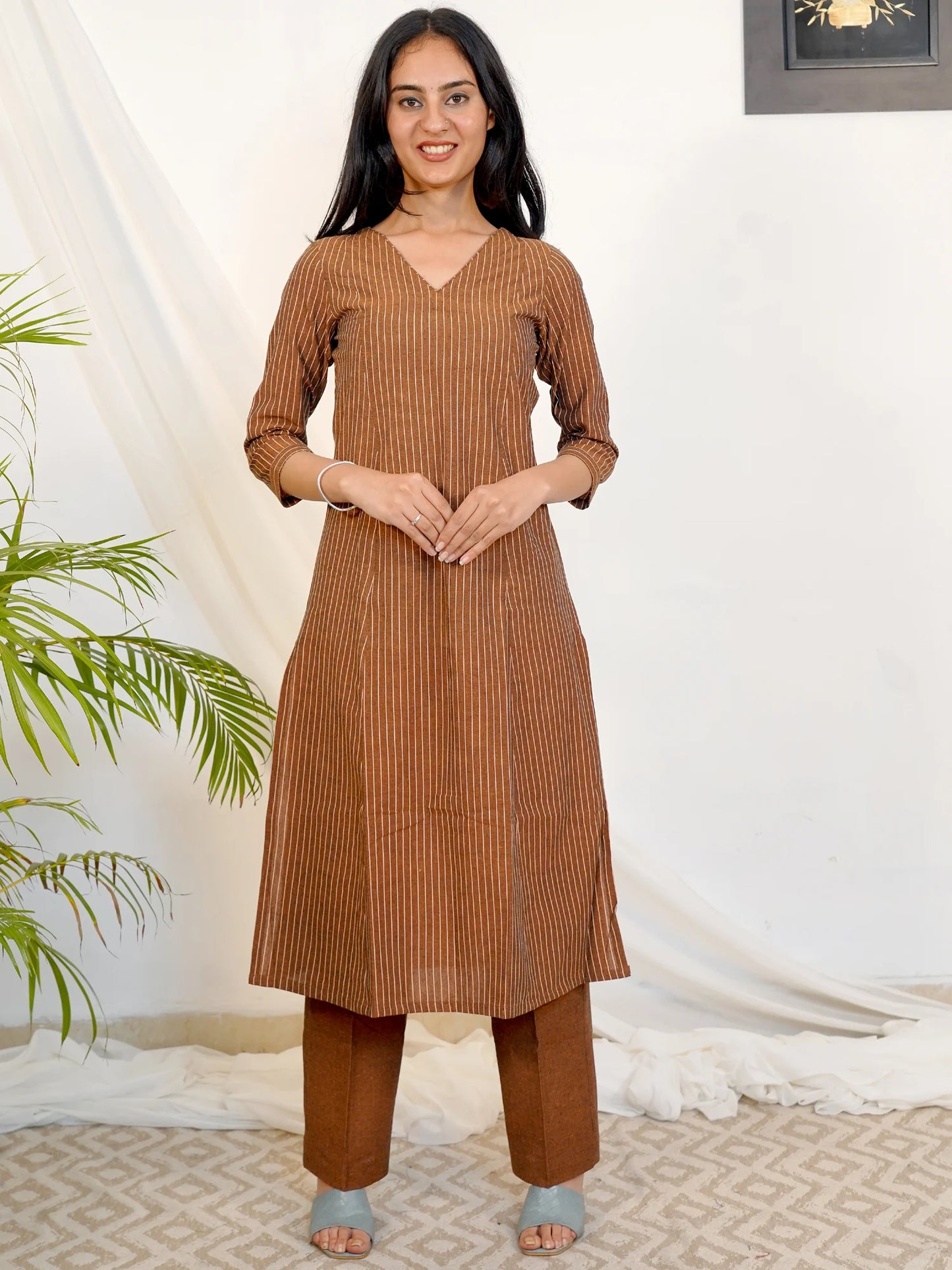Copper Glow Ikkat Handloom Kurta Set