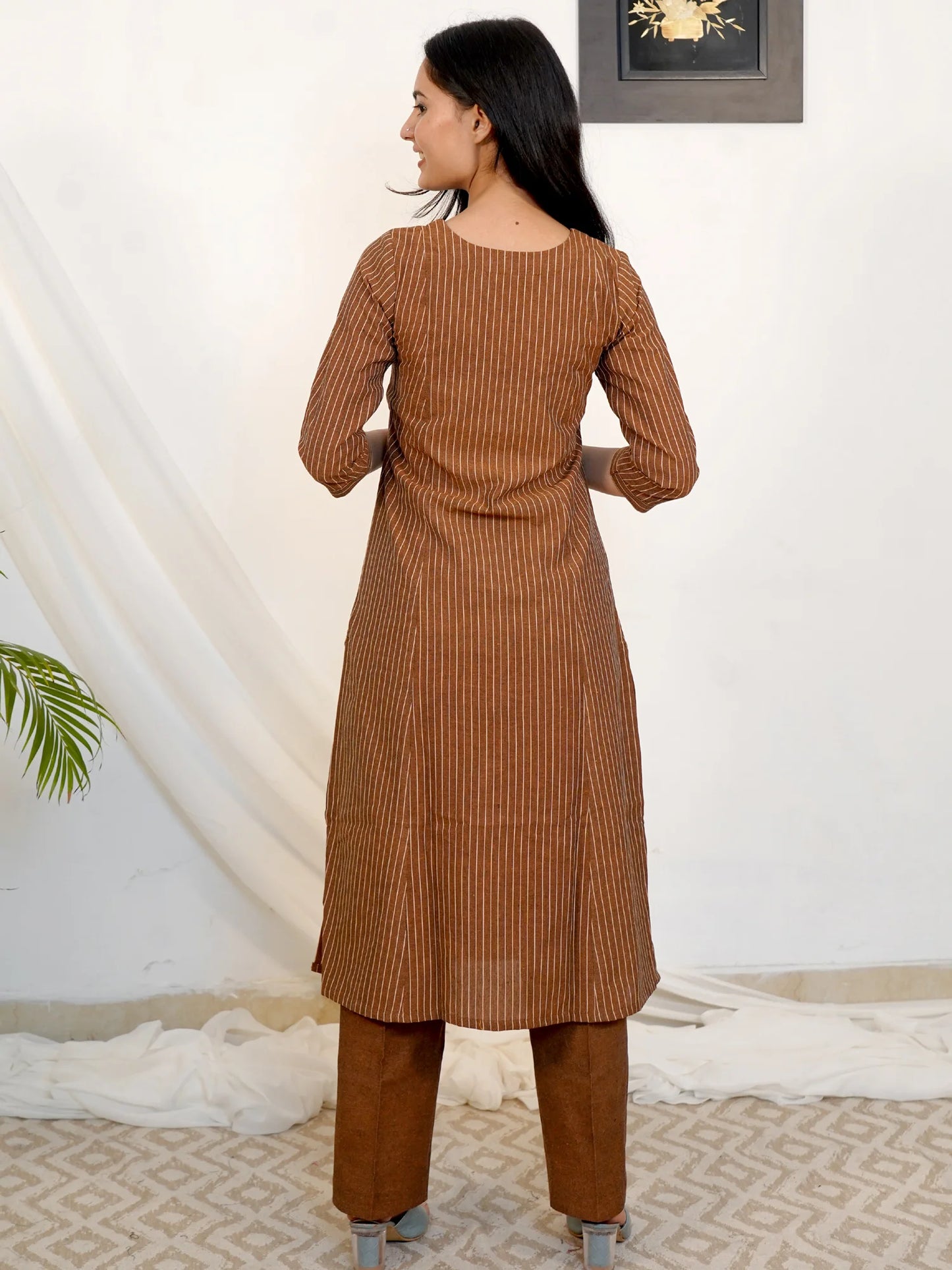 Copper Glow Ikkat Handloom Kurta Set