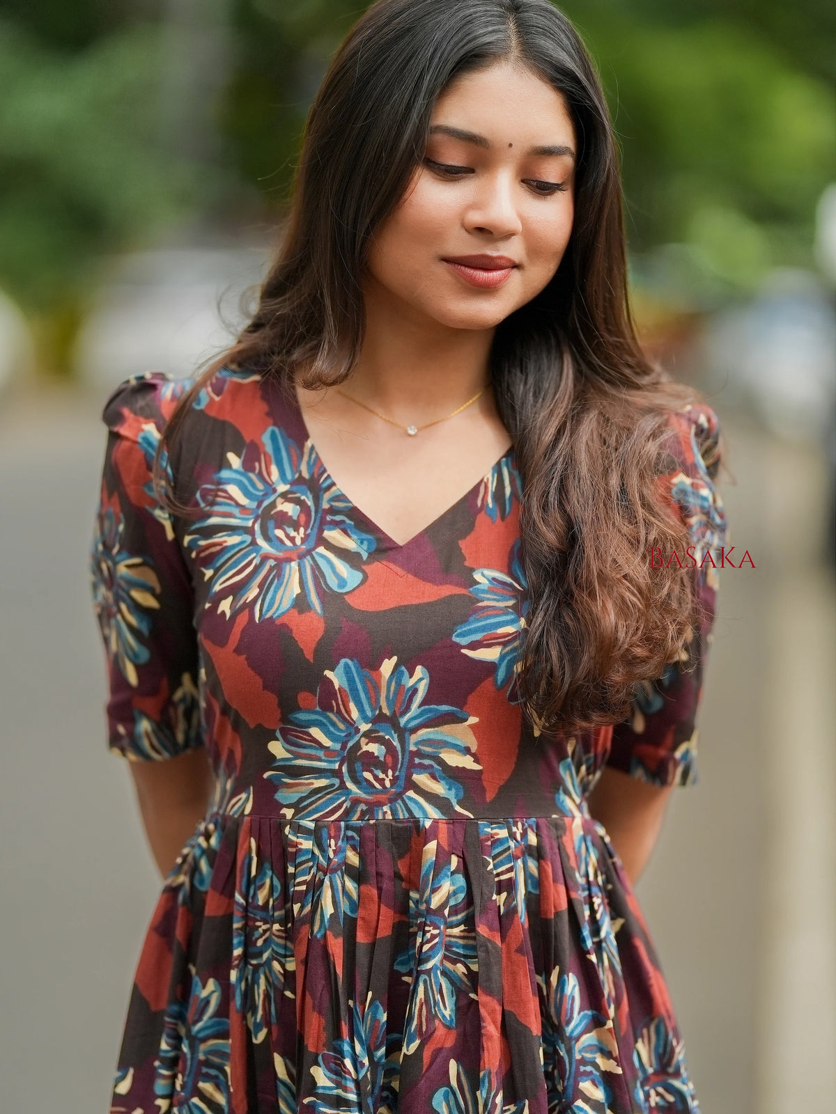 Forest Hues COTTON Tiered Dress