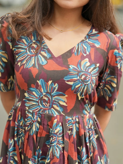 Forest Hues COTTON Tiered Dress