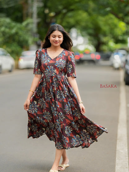 Forest Hues COTTON Tiered Dress
