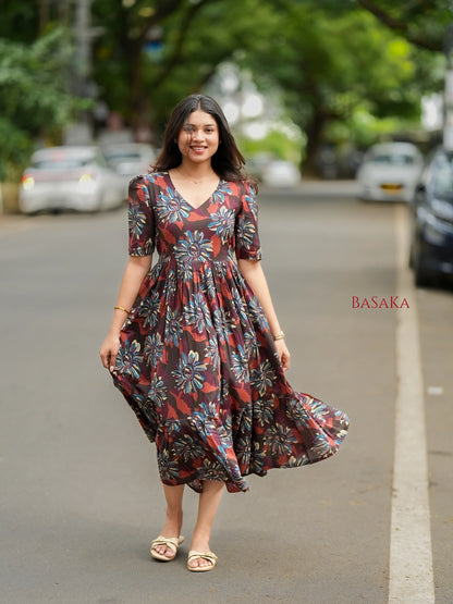 Forest Hues COTTON Tiered Dress