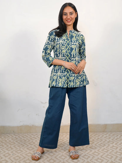 Ajrakh Garden Floral Zigzag COTTON Top