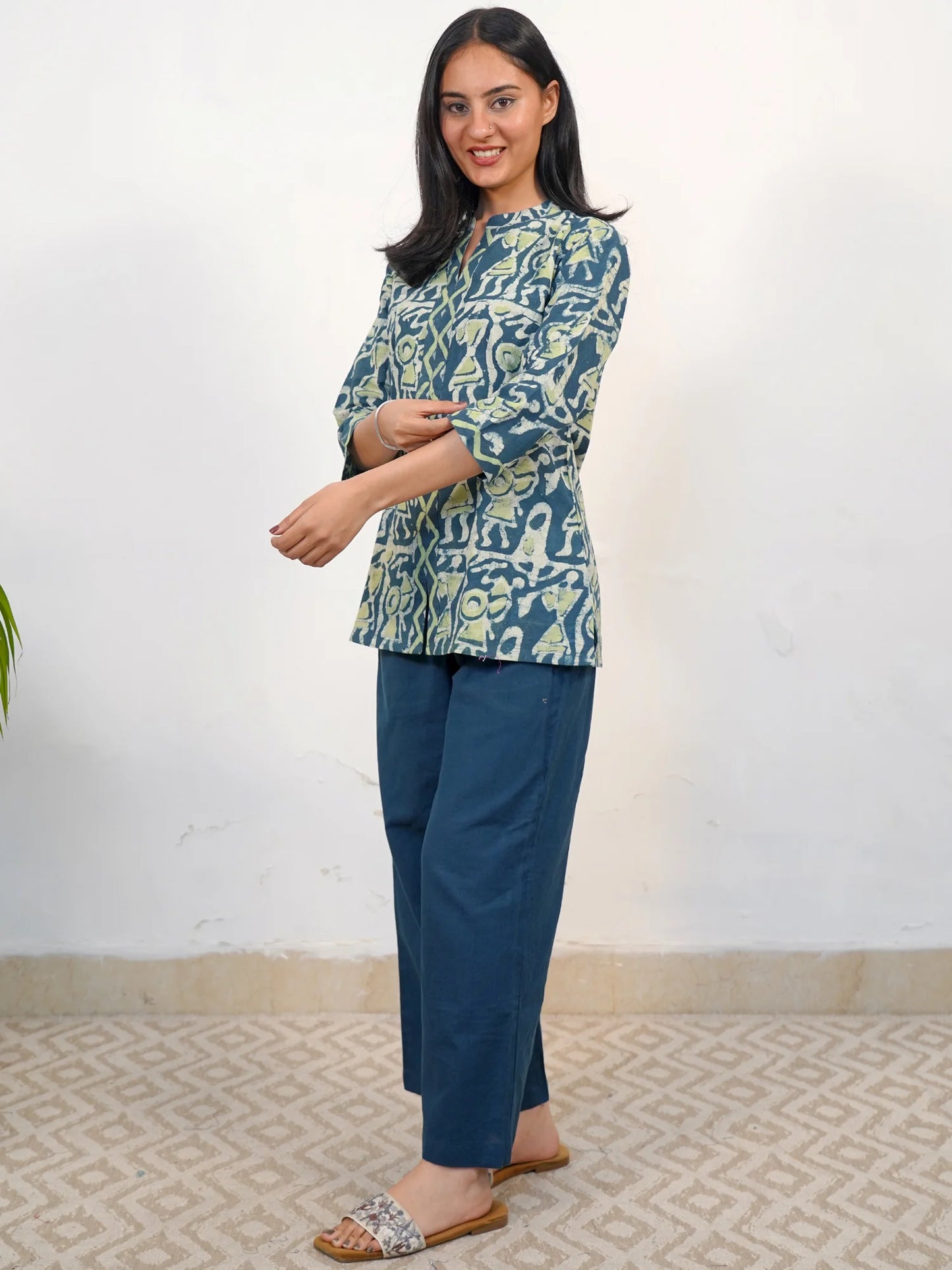Ajrakh Garden Floral Zigzag COTTON Top