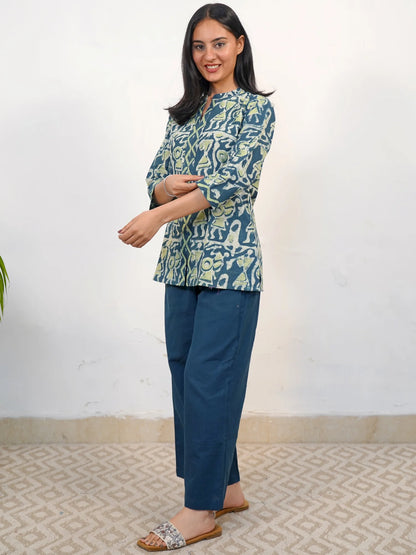 Ajrakh Garden Floral Zigzag COTTON Top