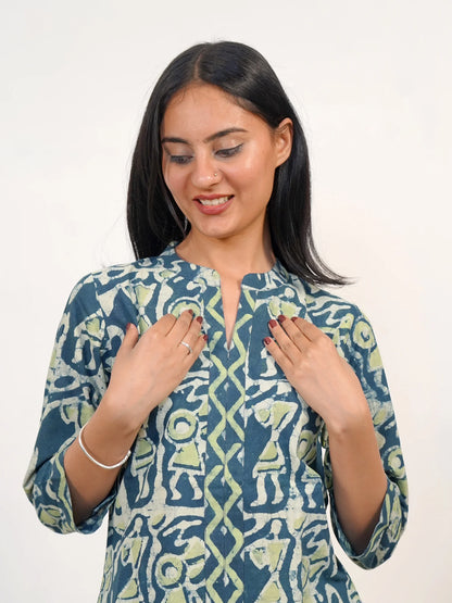 Ajrakh Garden Floral Zigzag COTTON Top
