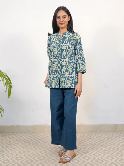 Ajrakh Garden Floral Zigzag COTTON Top