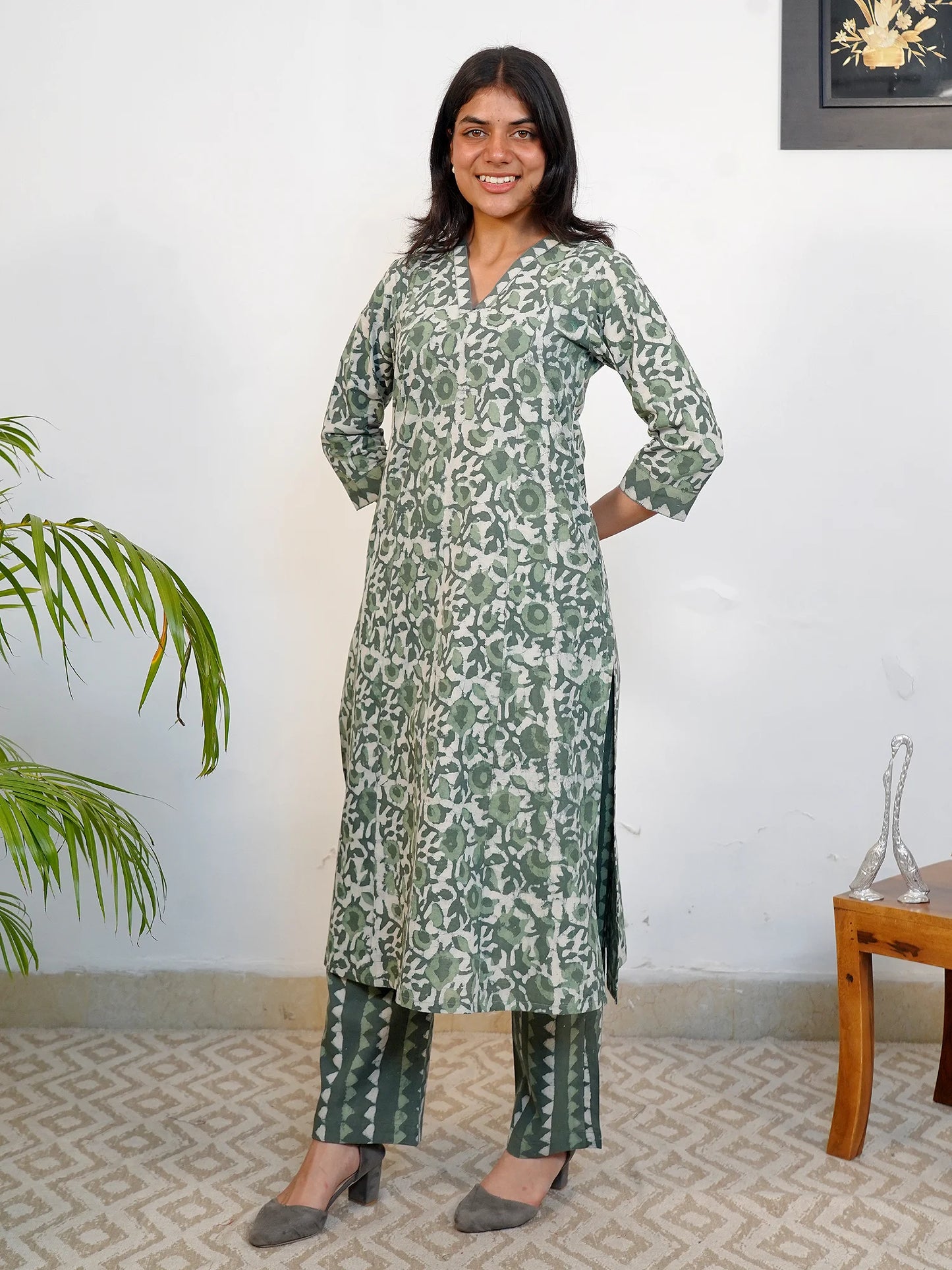 Garden Leaf Dream A-Line COTTON Kurta Set