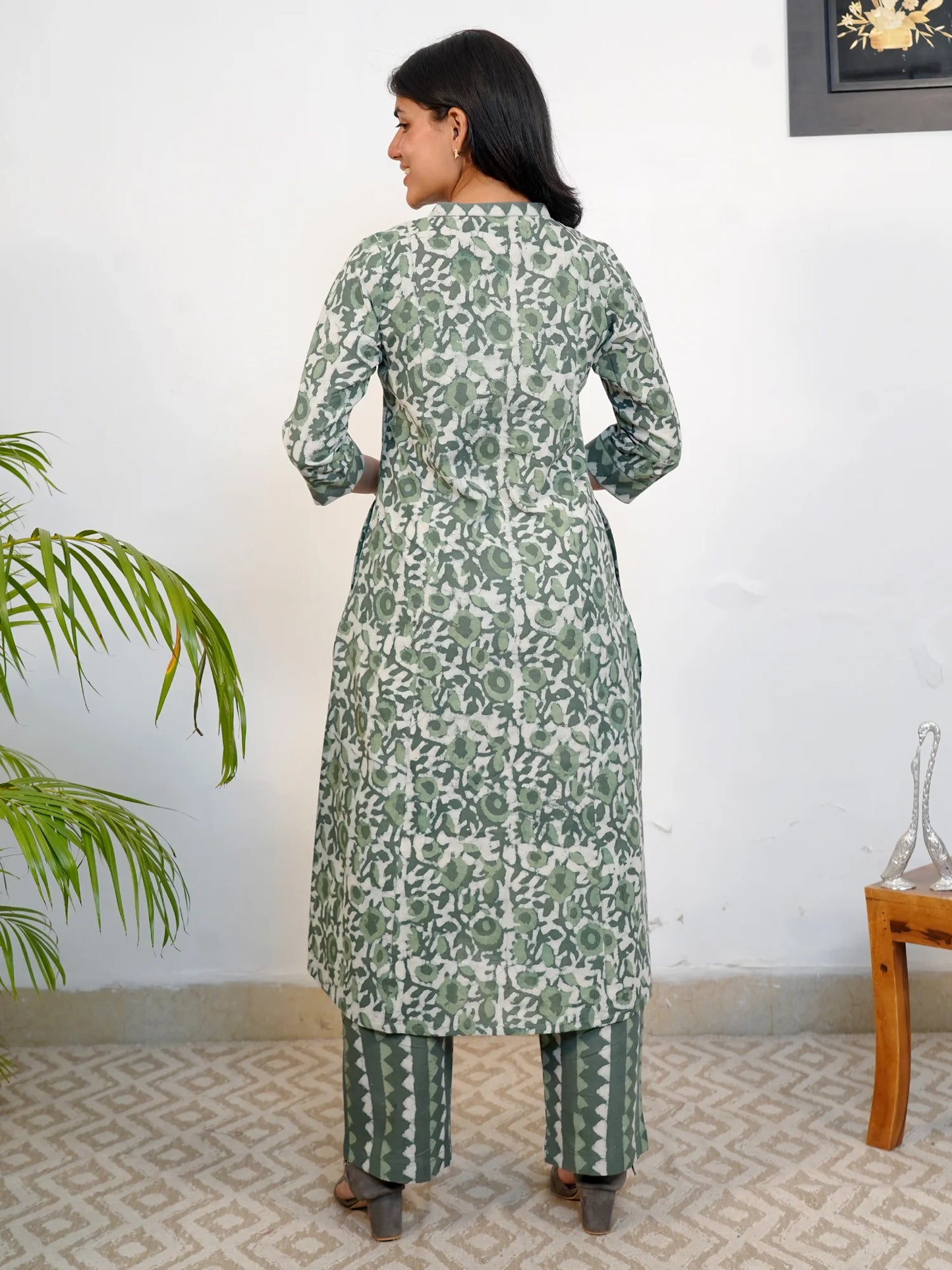 Garden Leaf Dream A-Line COTTON Kurta Set