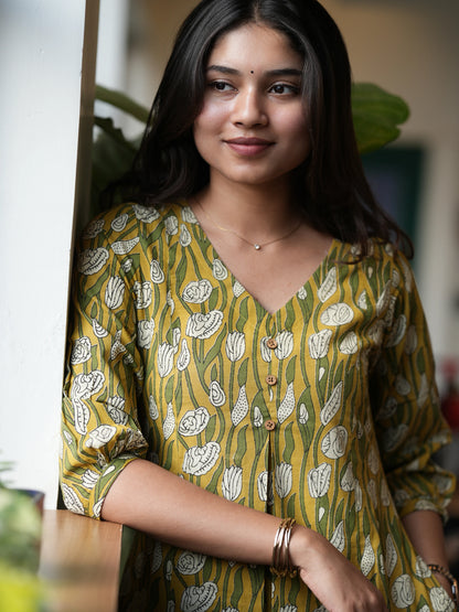 Garden Roses Box Pleated COTTON Kurta