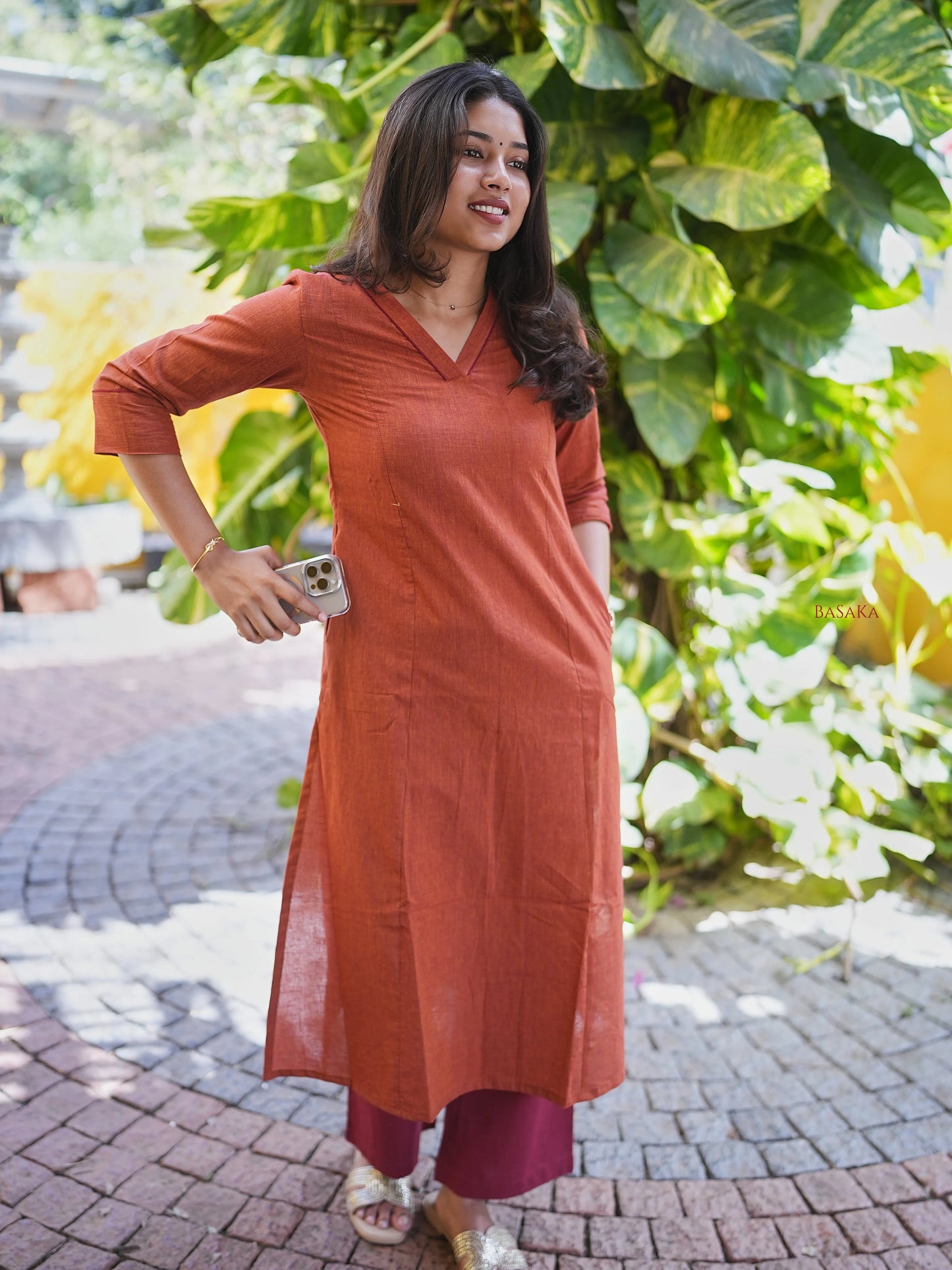 Golden Honey A-Line Handloom Cotton Kurta