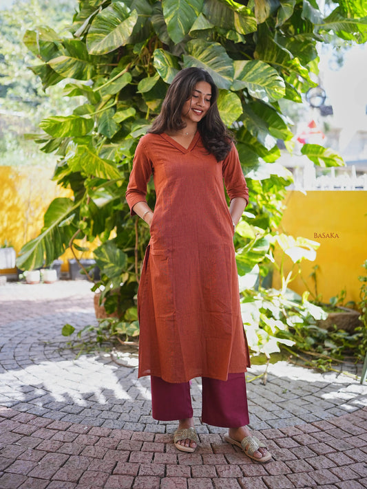 Golden Honey A-Line Handloom Cotton Kurta