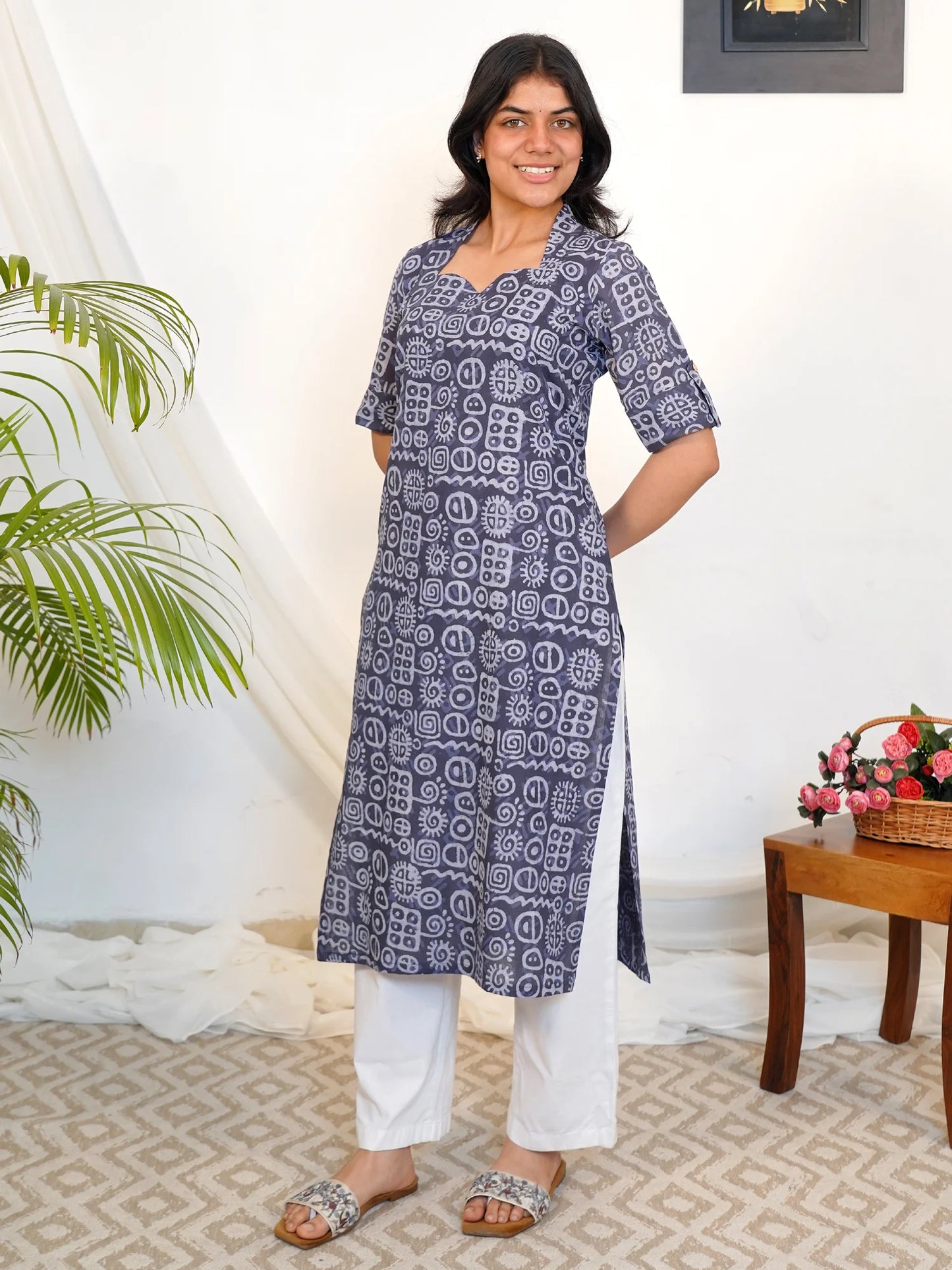 Han Blue Timeless Text COTTON Kurta