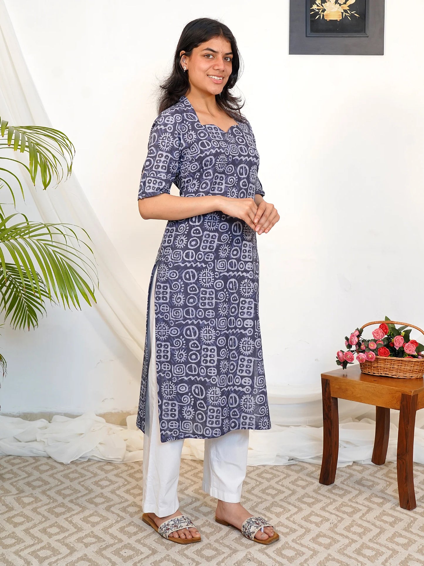 Han Blue Timeless Text COTTON Kurta