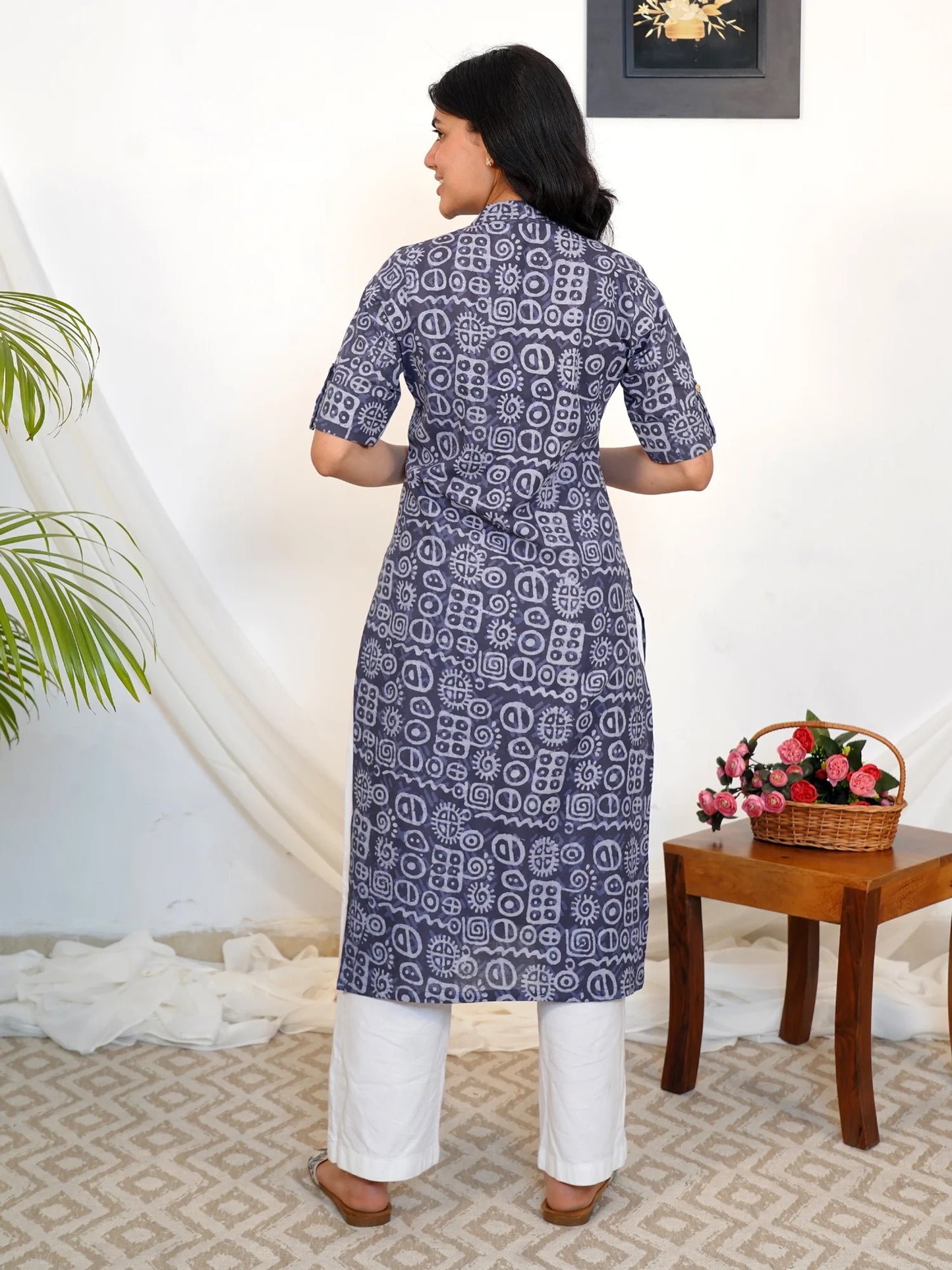 Han Blue Timeless Text COTTON Kurta