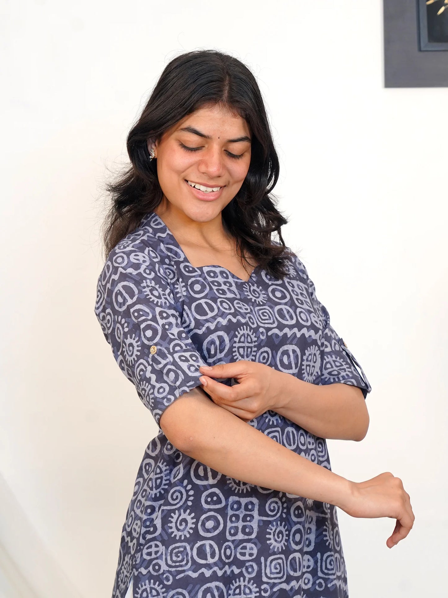 Han Blue Timeless Text COTTON Kurta