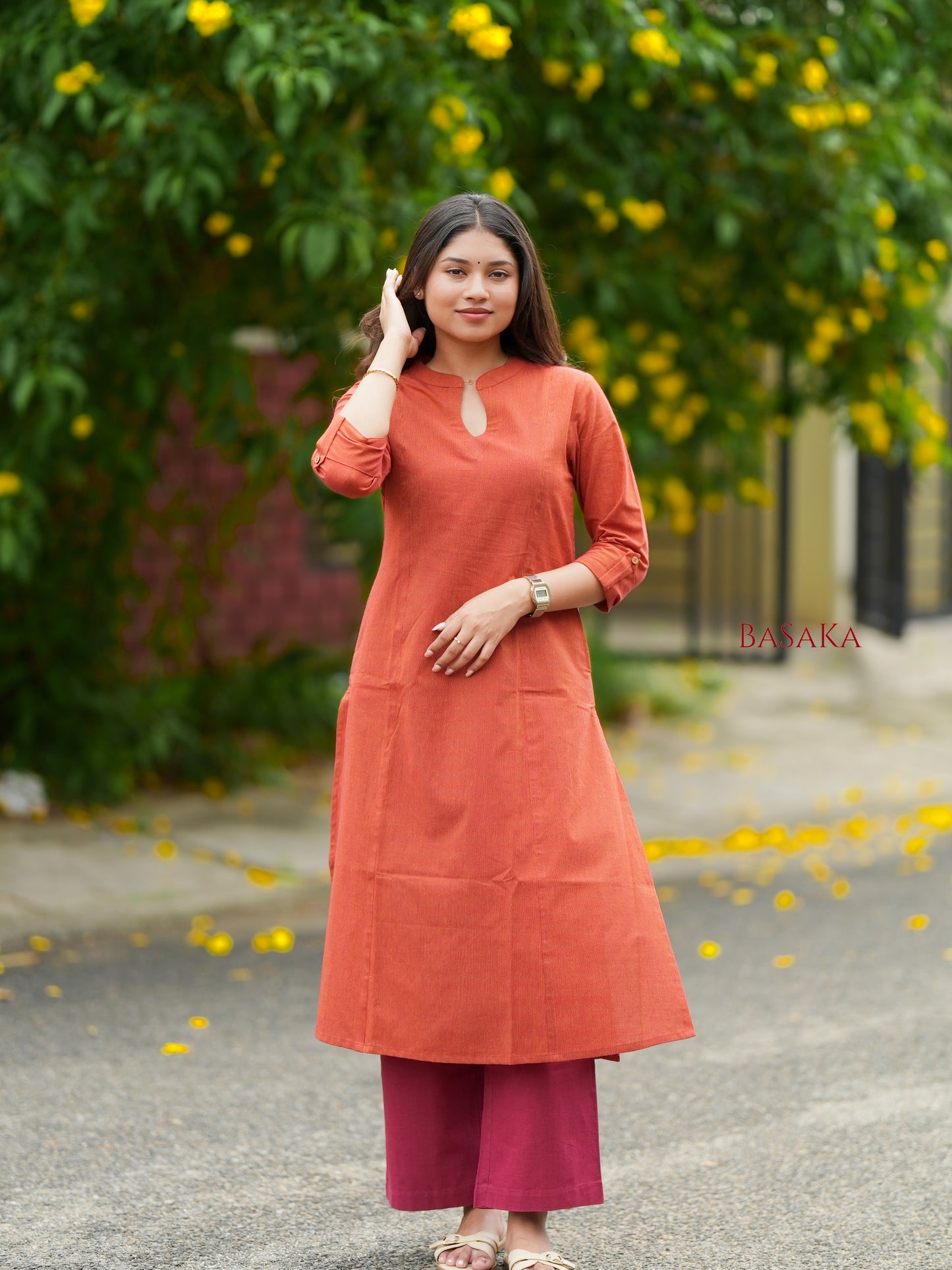 Honey Comb Handloom South COTTON A-line Kurta