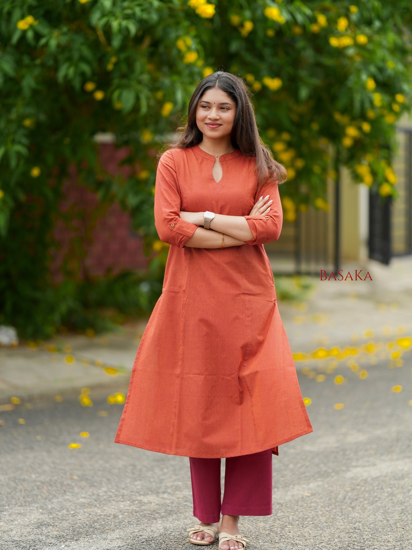 Honey Comb Handloom South COTTON A-line Kurta