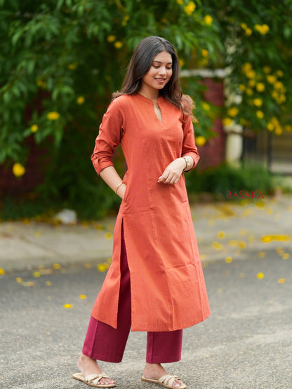 Honey Comb Handloom South COTTON A-line Kurta