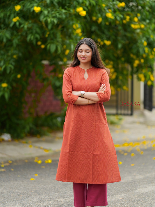Honey Comb Handloom South COTTON A-line Kurta