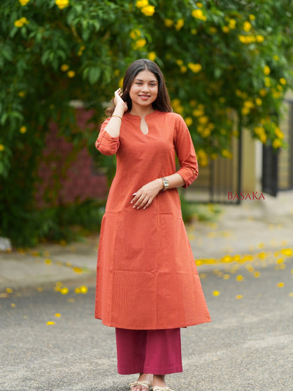 Honey Comb Handloom South COTTON A-line Kurta