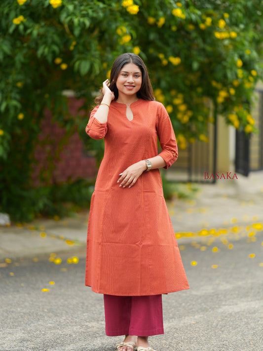 Honey Comb Handloom South COTTON A-line Kurta