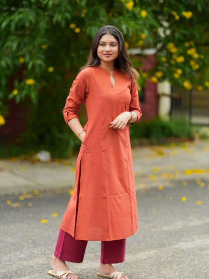 Honey Comb Handloom South COTTON A-line Kurta