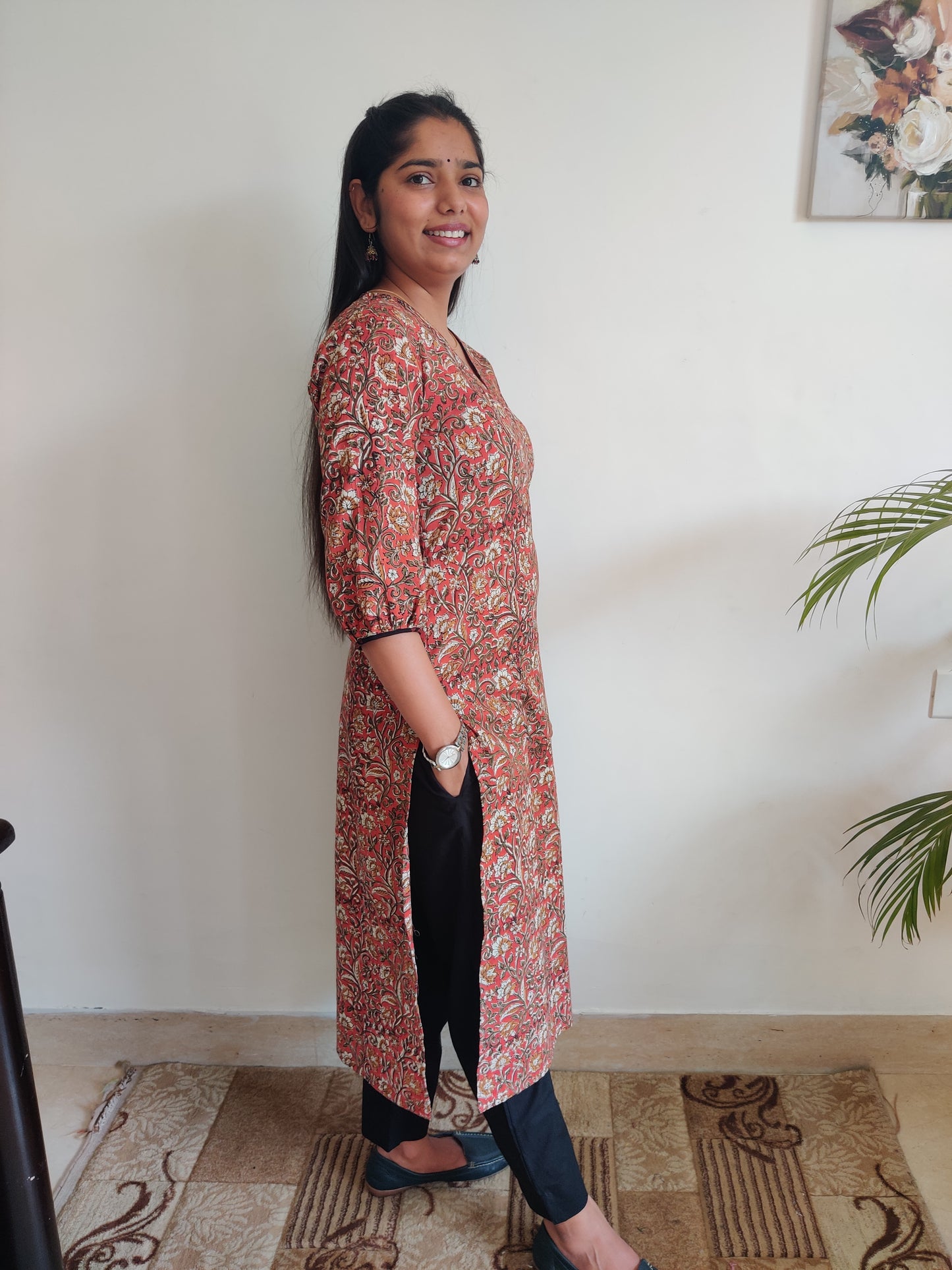 Ajrakh Kalamkari Cotton Straight Kurta