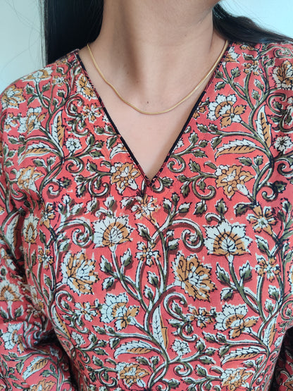 Ajrakh Kalamkari Cotton Straight Kurta