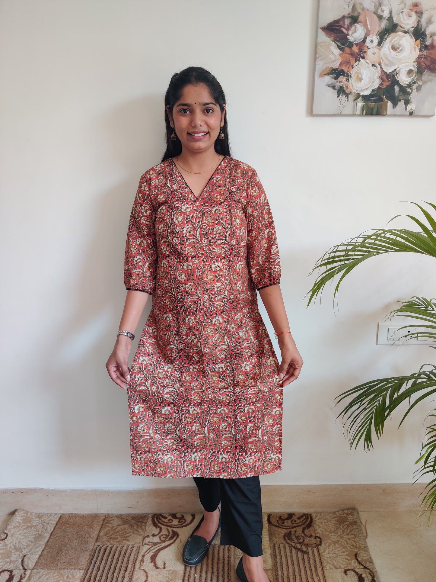 Ajrakh Kalamkari Cotton Straight Kurta