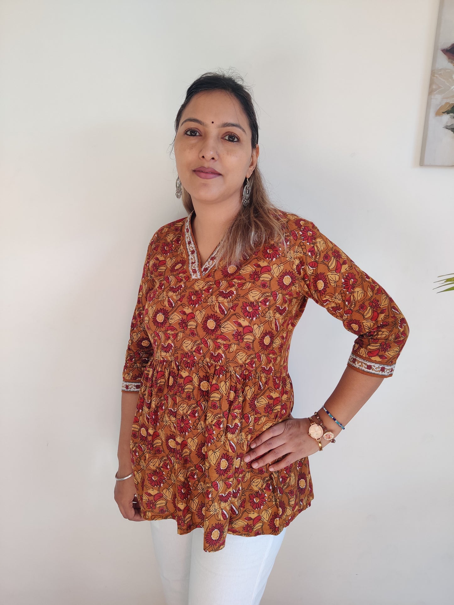 Maroon Floral Kurti