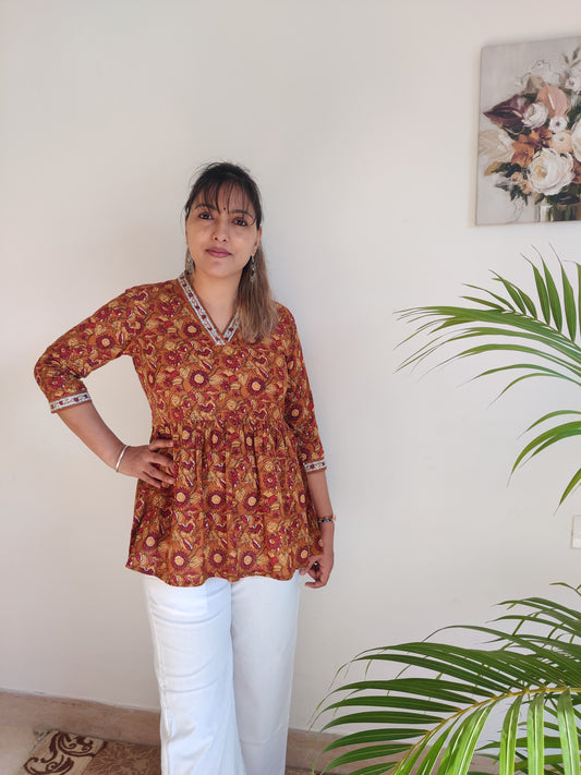 Maroon Floral Kurti