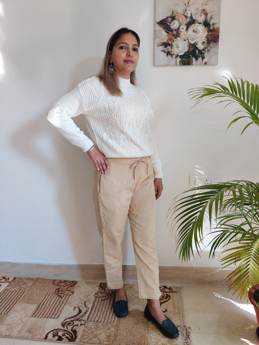 Beige Cotton Pant