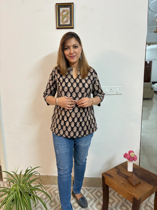 Ajrakh Hand Block Printed Kurti