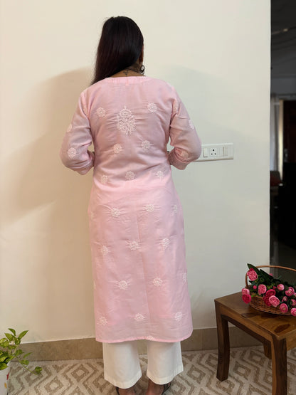 Awadh Aada Chikankari Long Kurta