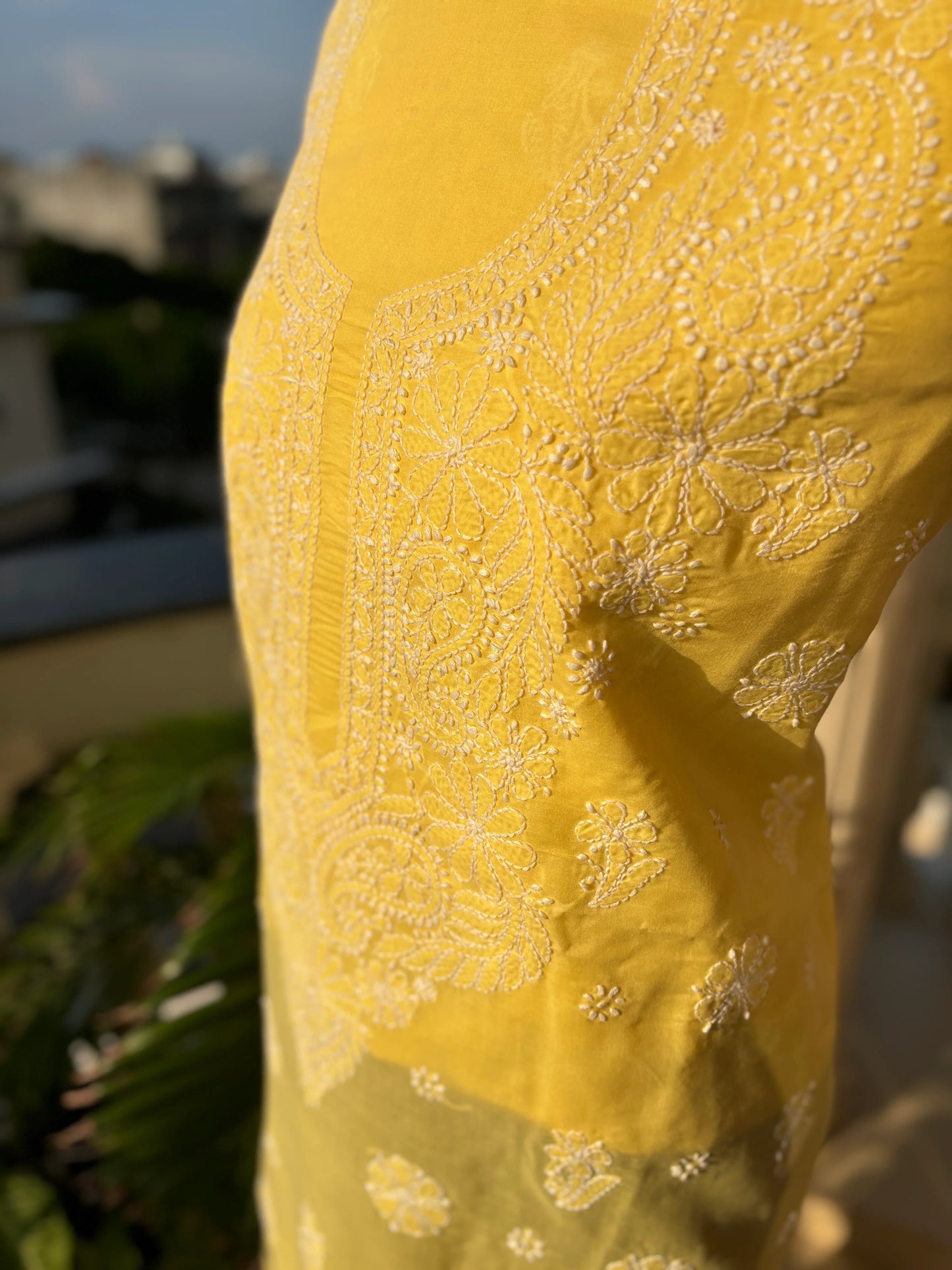 Awadh Aada Chikankari Long Kurta