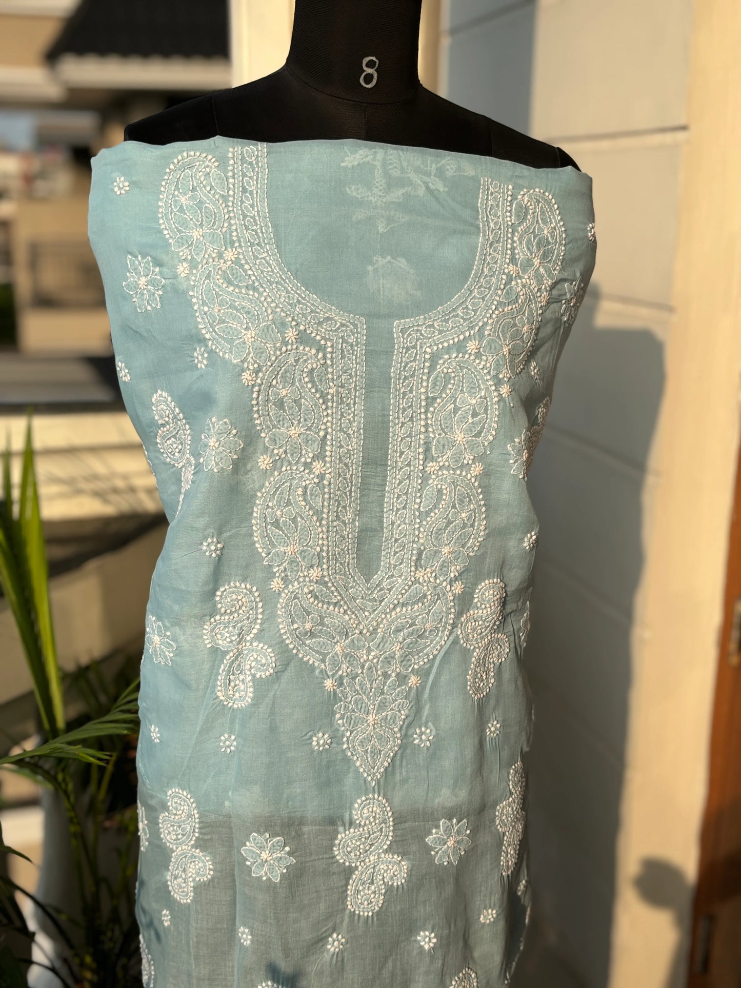 Awadh Aada Chikankari Long Kurta