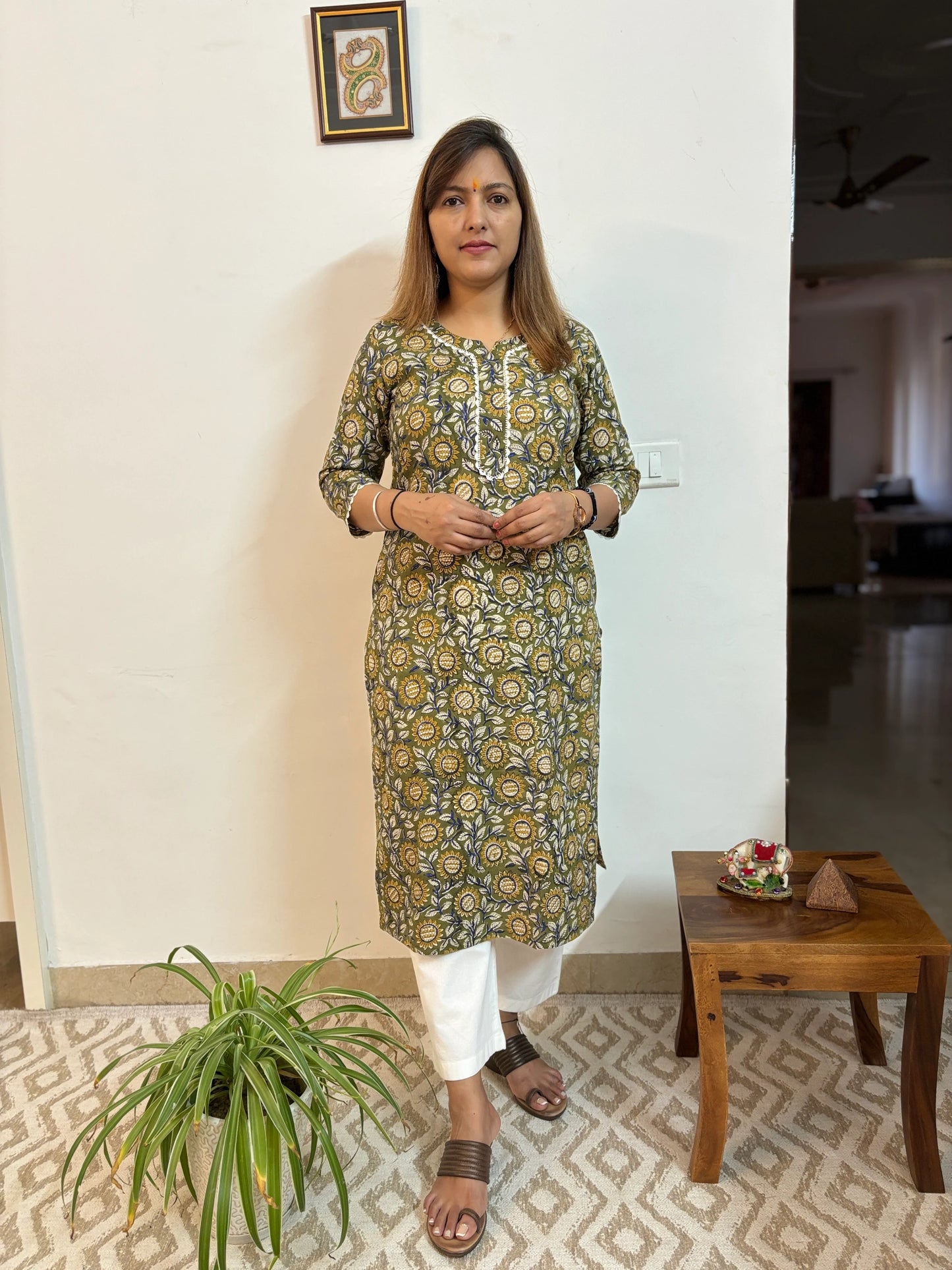 Leaf Green Floral Kurta